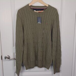 Chaps Ralph Lauren Cable Knit Cotton Ribbed Sweater Men's L Green Fisherman  NWT
